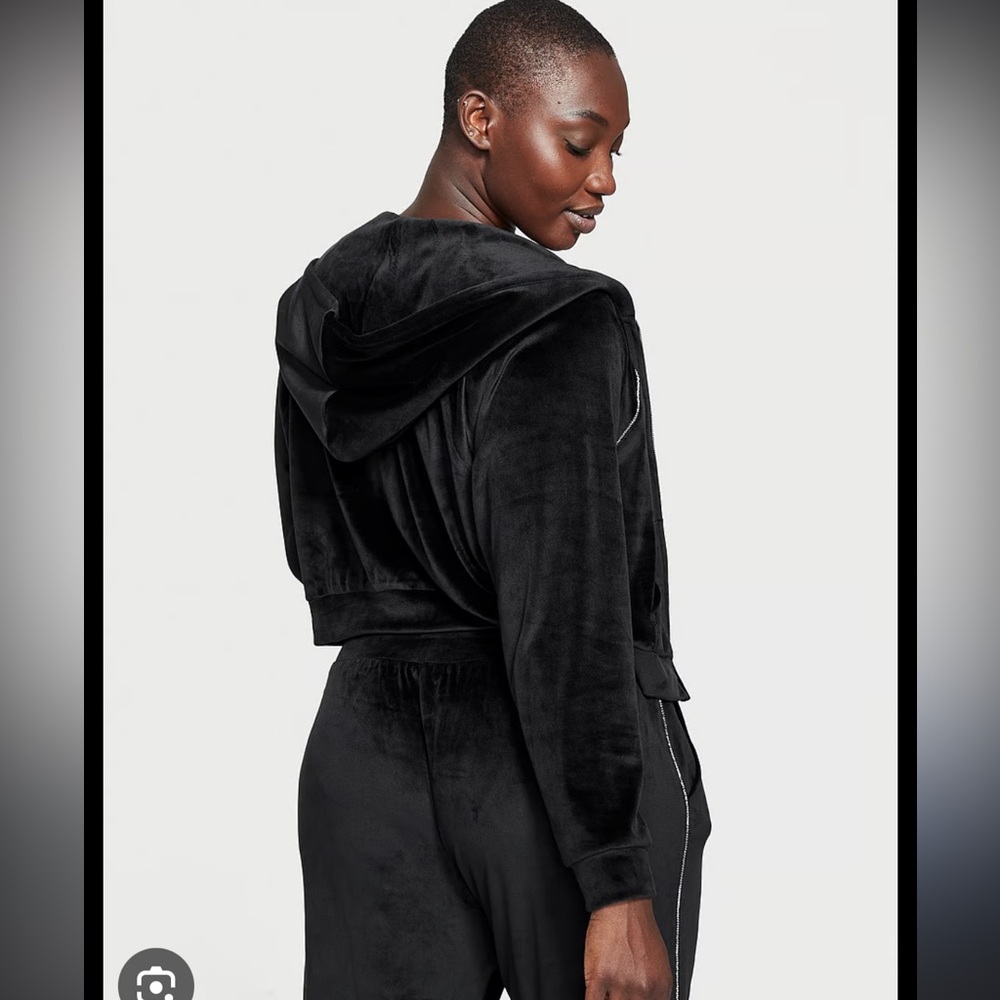 VICTORIA SECRET BLACK VELOUR HOODIE